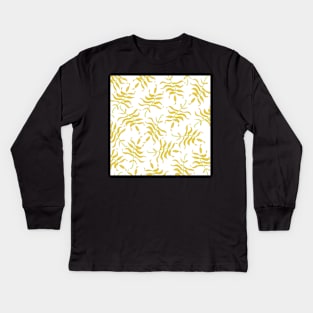Elegant yellow leaf pattern Kids Long Sleeve T-Shirt